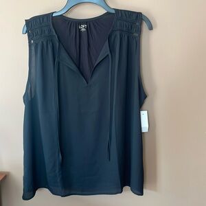 NWT Loft Outlet Sleeveless Black Mixed Fabric Blouse- Size M